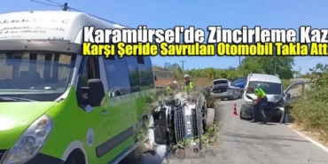 Karamürsel'de Zincirleme Kaza Araç Takla Attı, 2 Yaralı