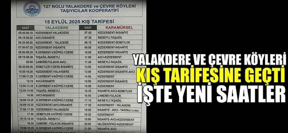 Karamürsel’in Yalakdere ve Köy Hatlarında Ulaşım Yenilendi İşte Yeni Kış Tarifesi
