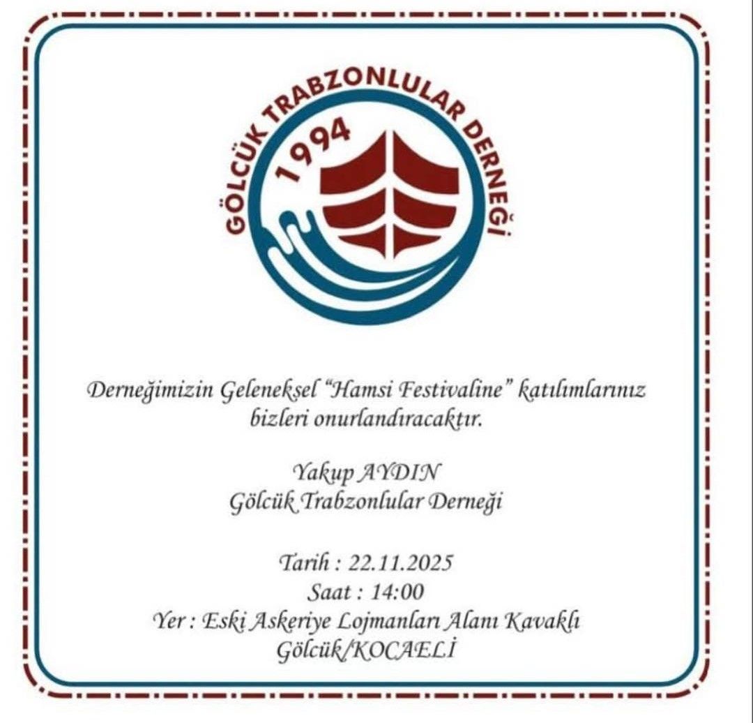 1763672410 Golcukte Geleneksel Hamsi Festivali 22 Kasimda Gölcük’te Geleneksel Hamsi Festivali 22 Kasım’da