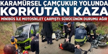 Karamürsel'de Minibüs İle Motosiklet Çarpıştı Bir Ağır Yaralı