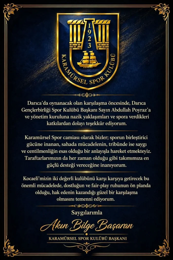 Baskan Basarandan Kritik Darica Deplasmani Oncesi Dostluk Mesaji