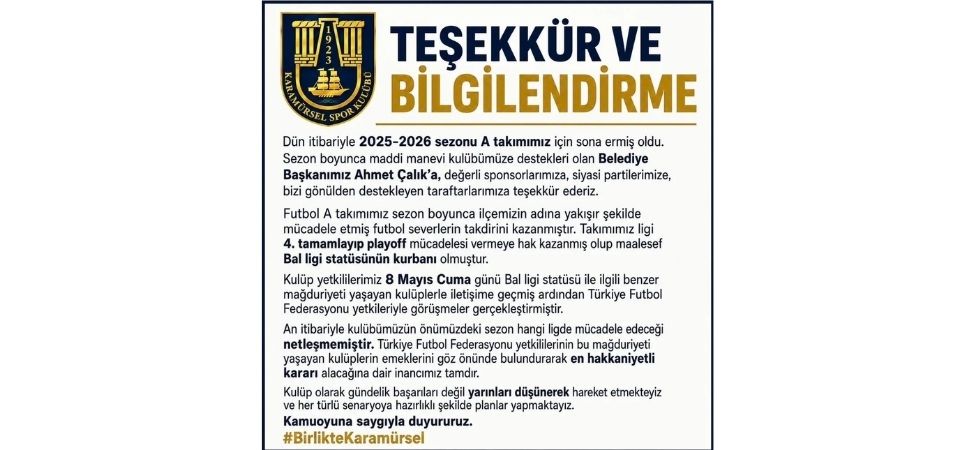 Karamurselspor Yonetimi Yasanan Statu Magduriyeti Icin TFF Ile Gorustugunu Acikladi Karamürselspor Yönetimi Yaşanan Statü Mağduriyeti İçin TFF İle Görüştüğünü Açıkladı
